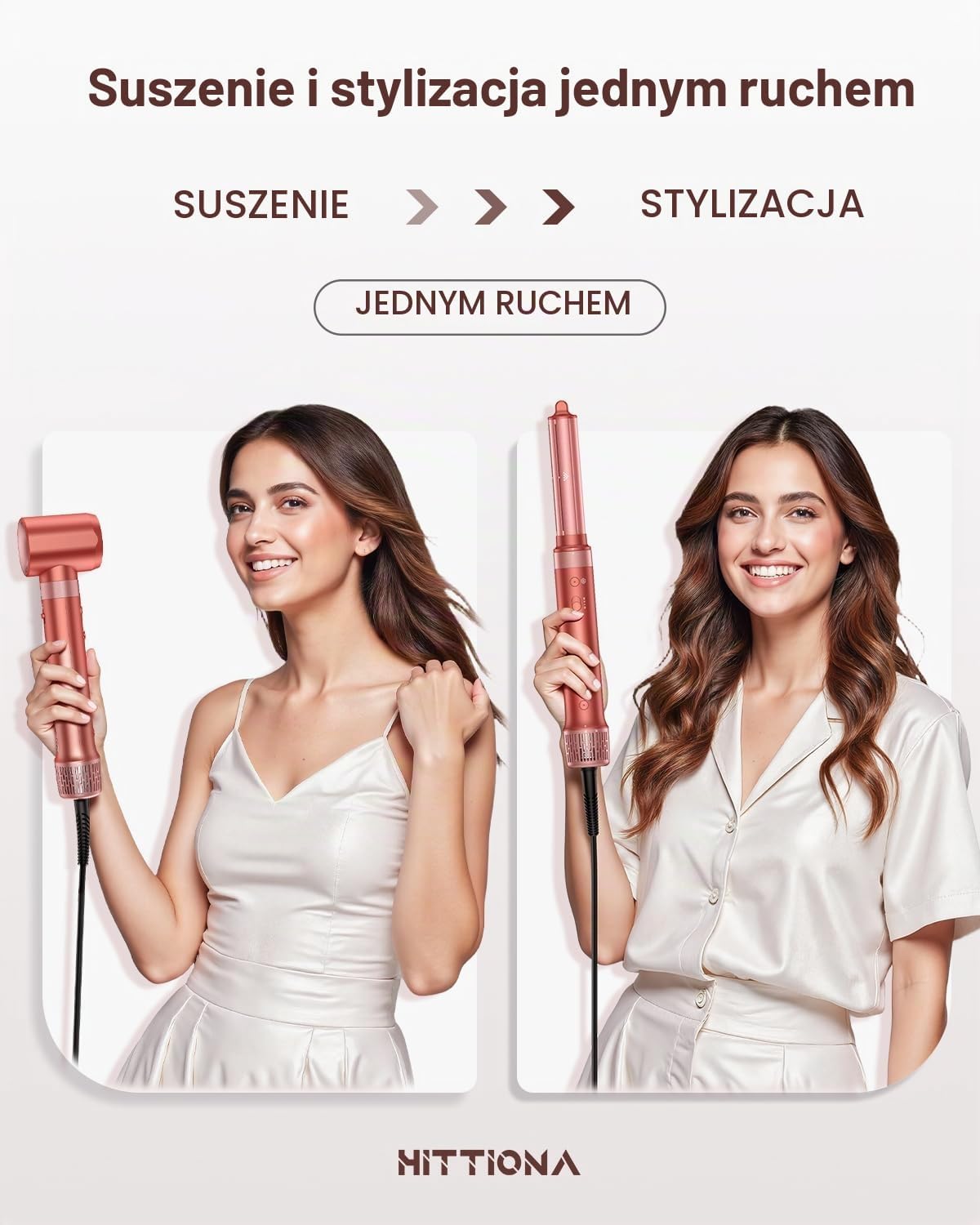Detalle de HITTIONA F2 Airstyler 6 w 1, suszarka jonowa 1500 W i automatyczna lokówka