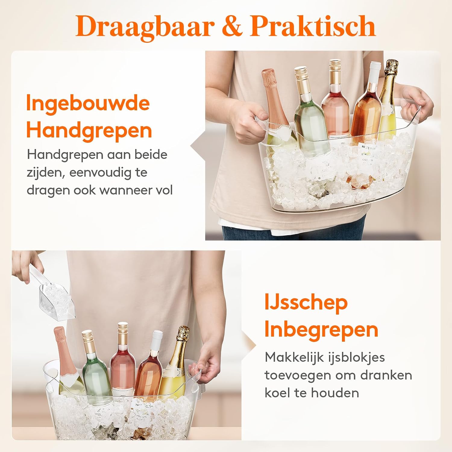 Thumbnail 4 de Lifewit 24495 ijsemmers, set van 2, 6,5 liter, transparant kunststof