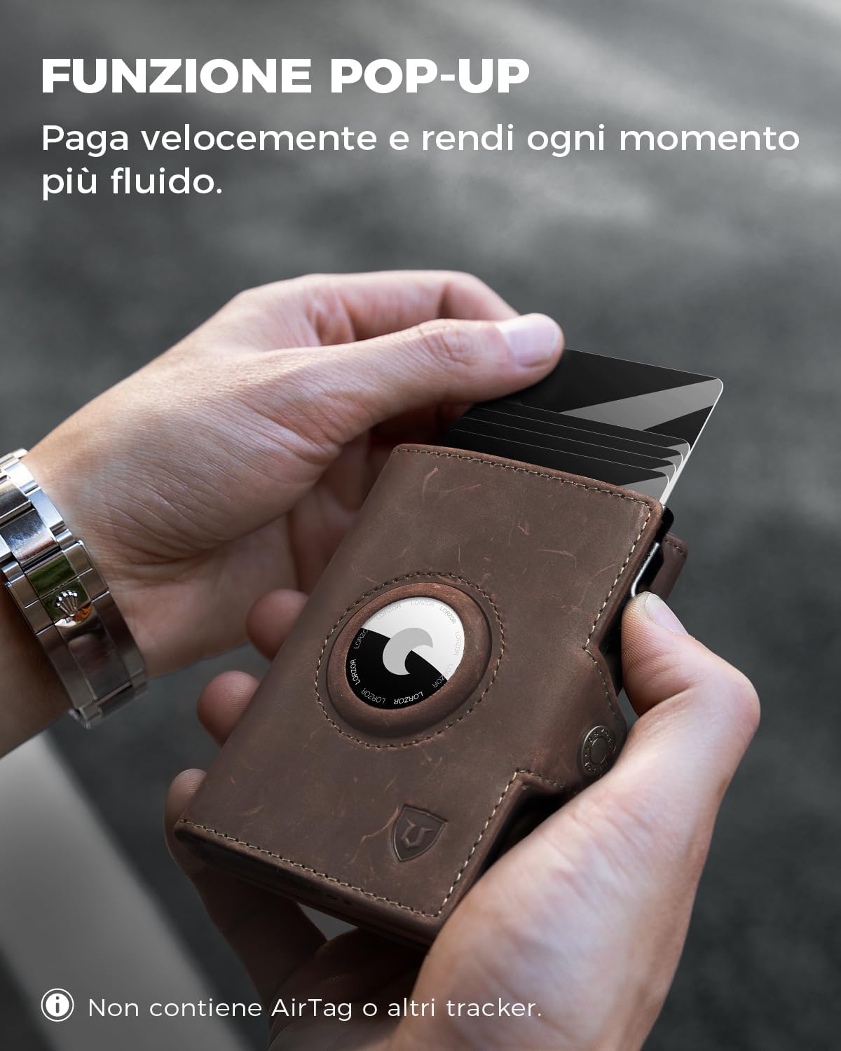 Detalle 2 de LORZOR Portafoglio Airtag Slim 9,6x6,5x2 cm