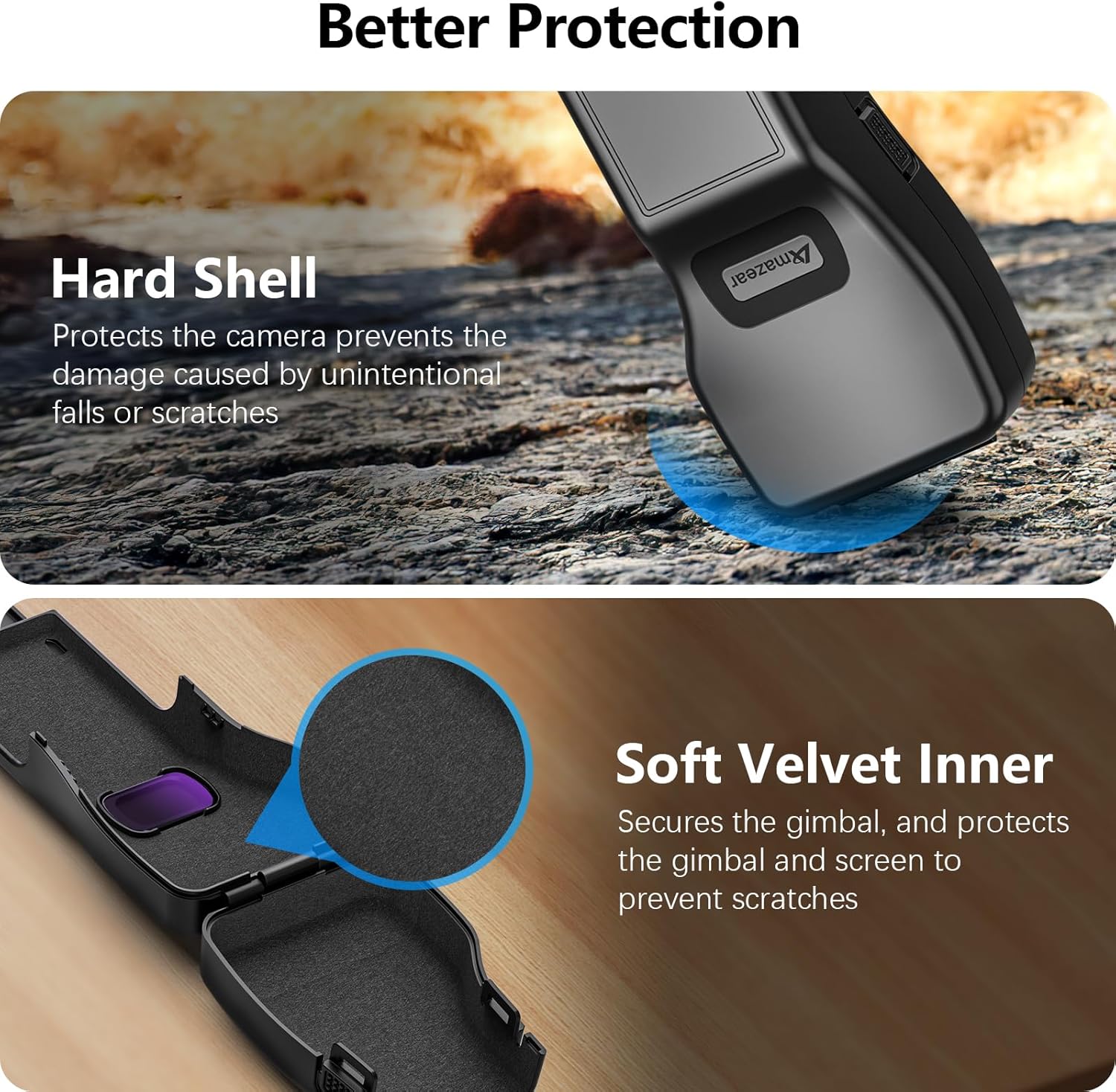 Thumbnail 3 de AMAZEAR custodia protettiva rigida con copriobiettivo per DJI Osmo Pocket 3 (accessori), compatta e ad apertura/chiusura rapida, nero