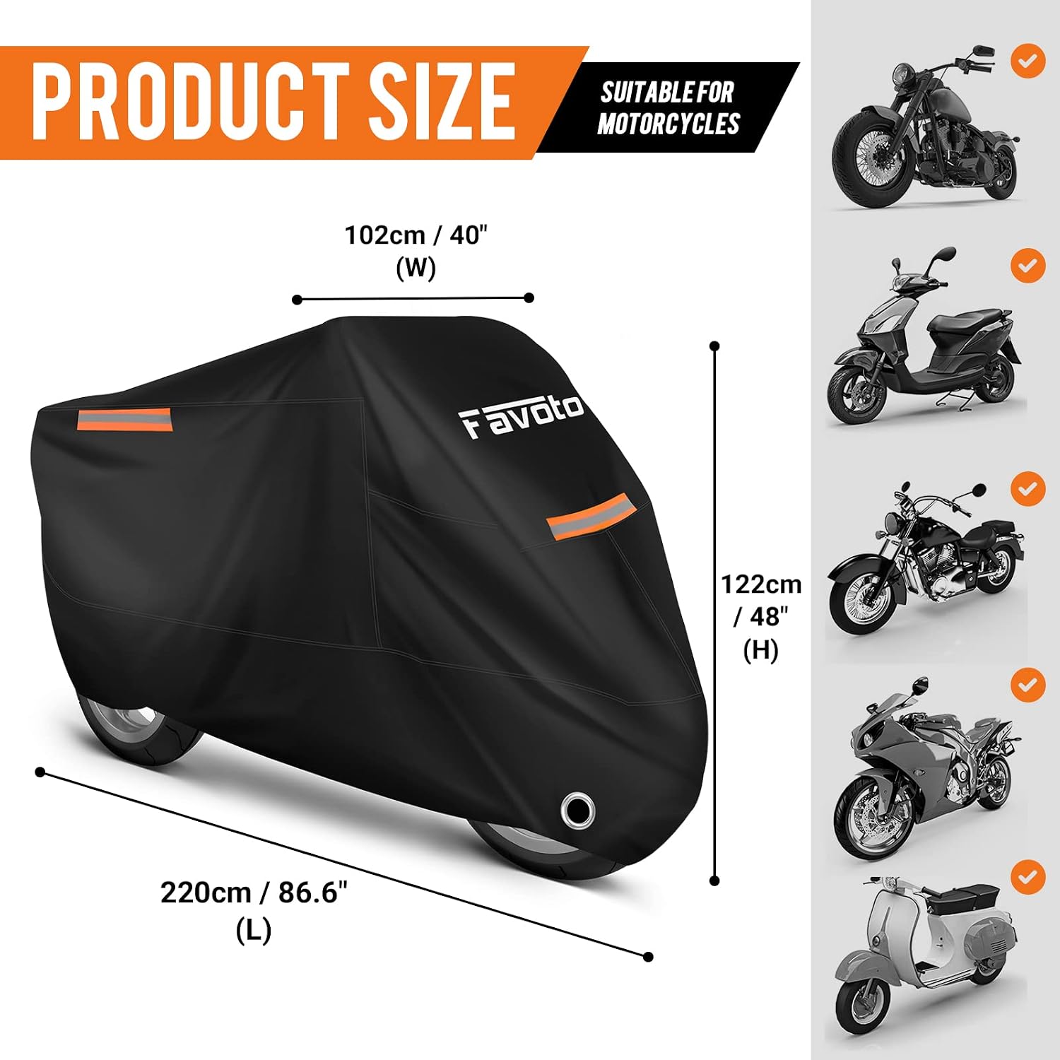 Thumbnail 6 de Favoto Motorbike Cover 225x105x125 cm waterproof