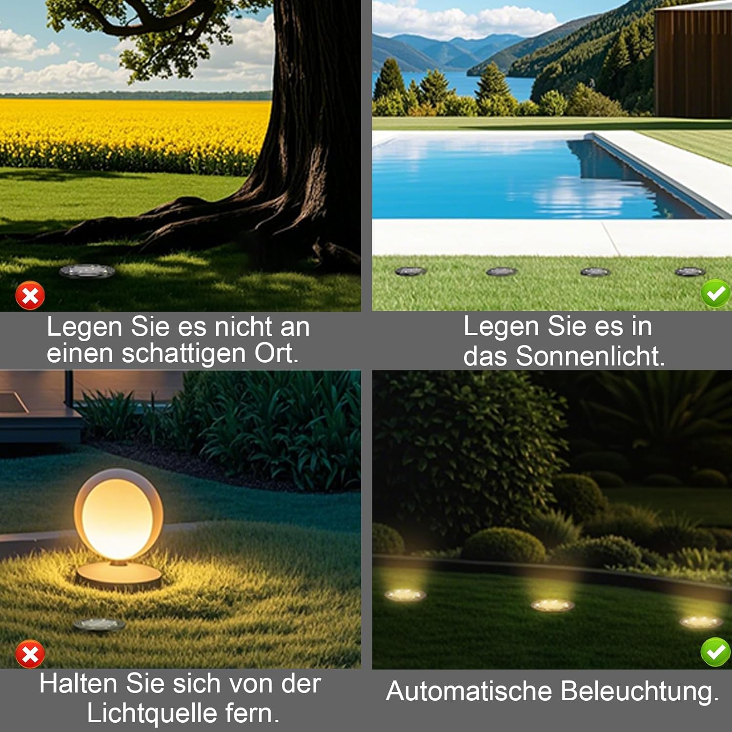 Thumbnail 6 de Hqynss 8 Stück Solarbodenleuchten Außen – 8 LED, IP65, wasserdicht, langlebig