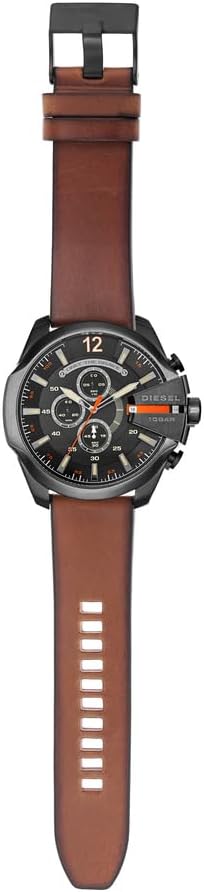 Thumbnail 6 de Diesel Mega Chief Series – Montre homme chrono, boîtier 51 mm, cadran noir et bracelet cuir marron