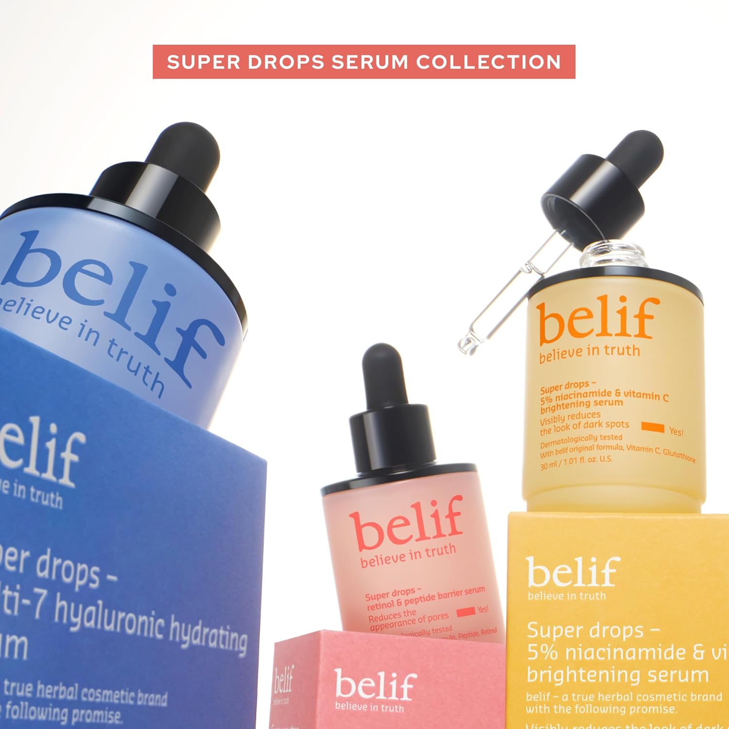 Detalle de belif Super drops – Sérum barrière au rétinol et aux peptides : soin anti-âge raffermissant pour tous les types de peau