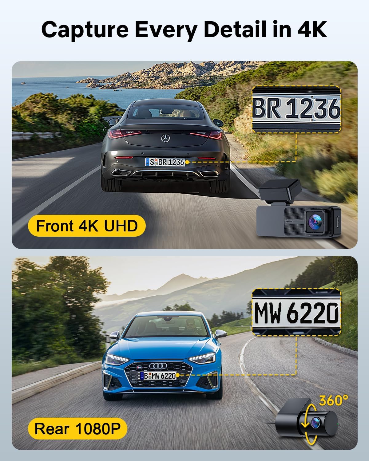 Thumbnail 1 de 4K Dash Cam GKU Front and Rear