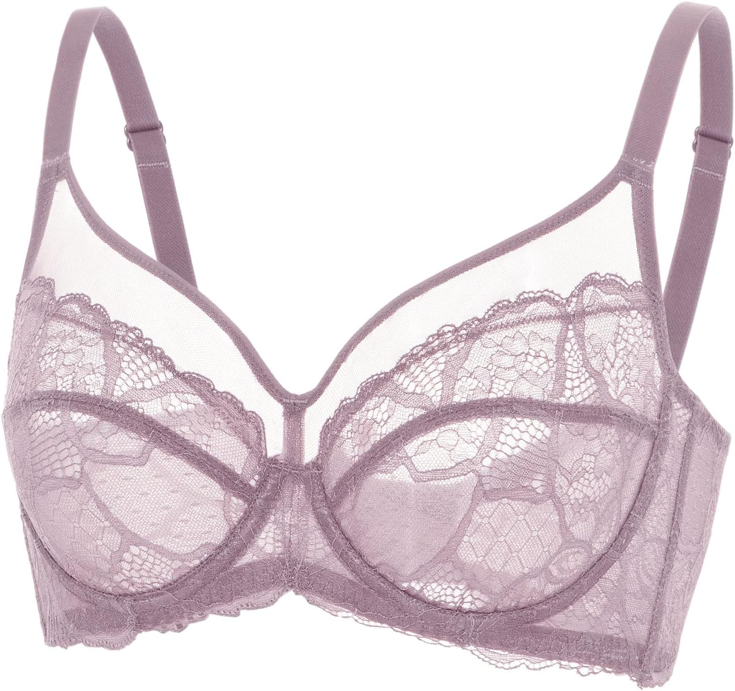 Detalle de DOBREVA Women’s Lace Full Coverage Minimiser Bra (Unlined, Underwire) — plus size support