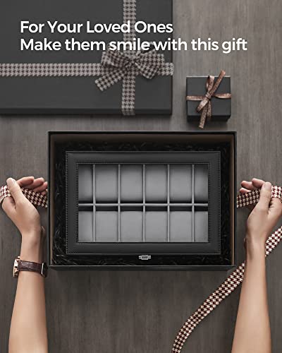 Thumbnail 6 de SONGMICS Watch Box with 12 Slots, Glass Lid, Synthetic Leather