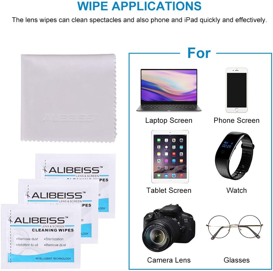 Thumbnail 2 de ALIBEISS 150 Pack Pre-Moistened Lens Wipes – Gentle Screen Cleaner for Glasses, Lenses and Delicate Surfaces