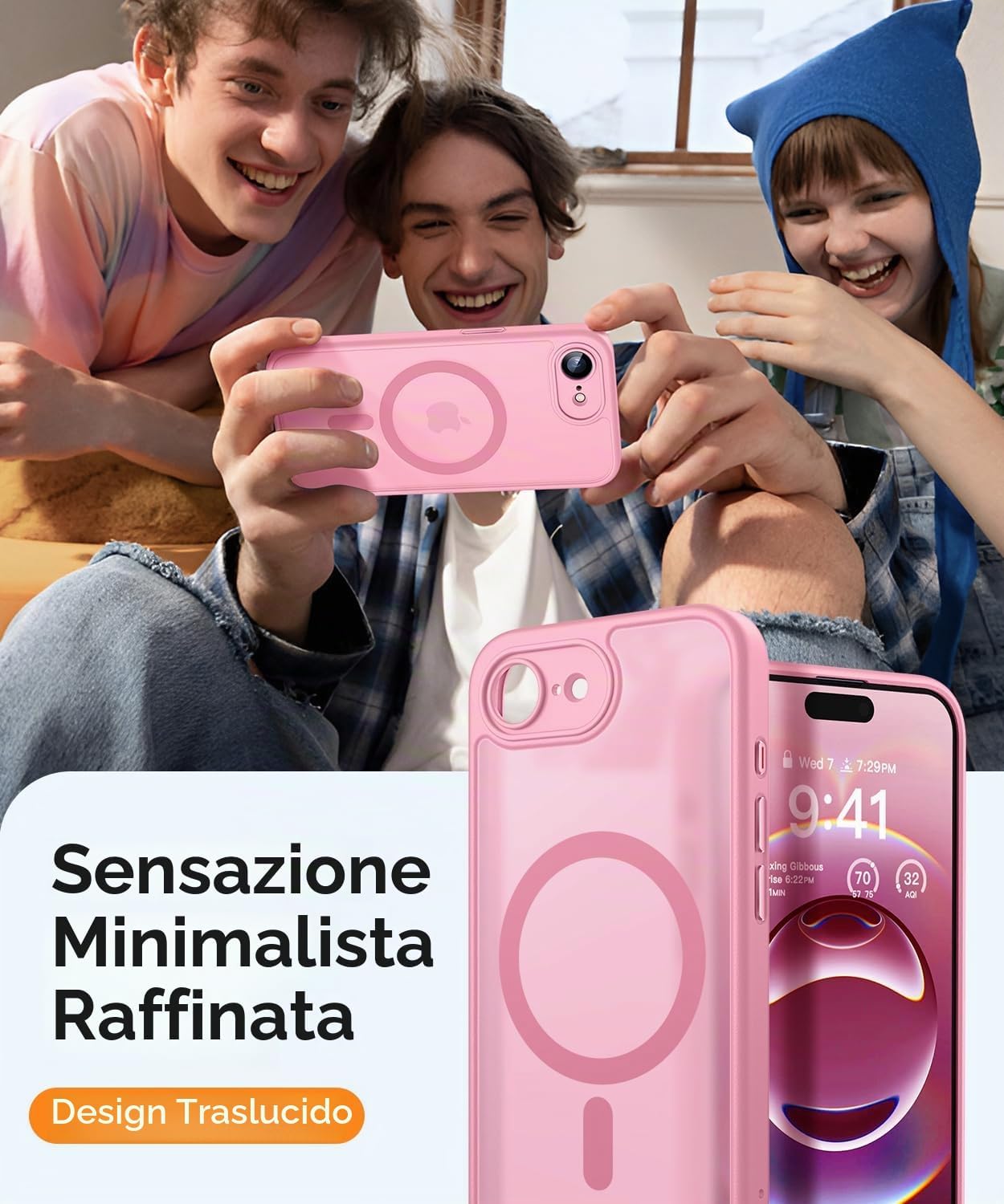 Thumbnail 6 de CANSHN Magnetica Cover per iPhone 16e / 17e (6.1”) Rosa – protezione fotocamera a copertura totale, compatibile MagSafe