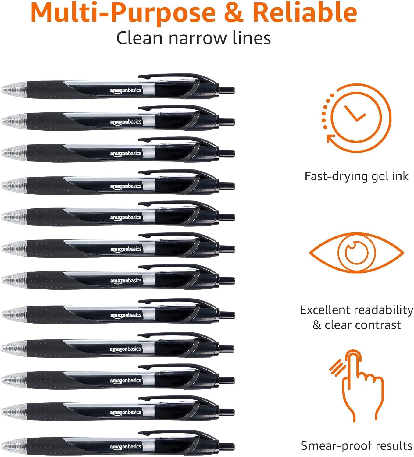 Thumbnail 2 de Amazon Basics Retractable Gel Ink Pens – Fine Point, Black, 12-Pack