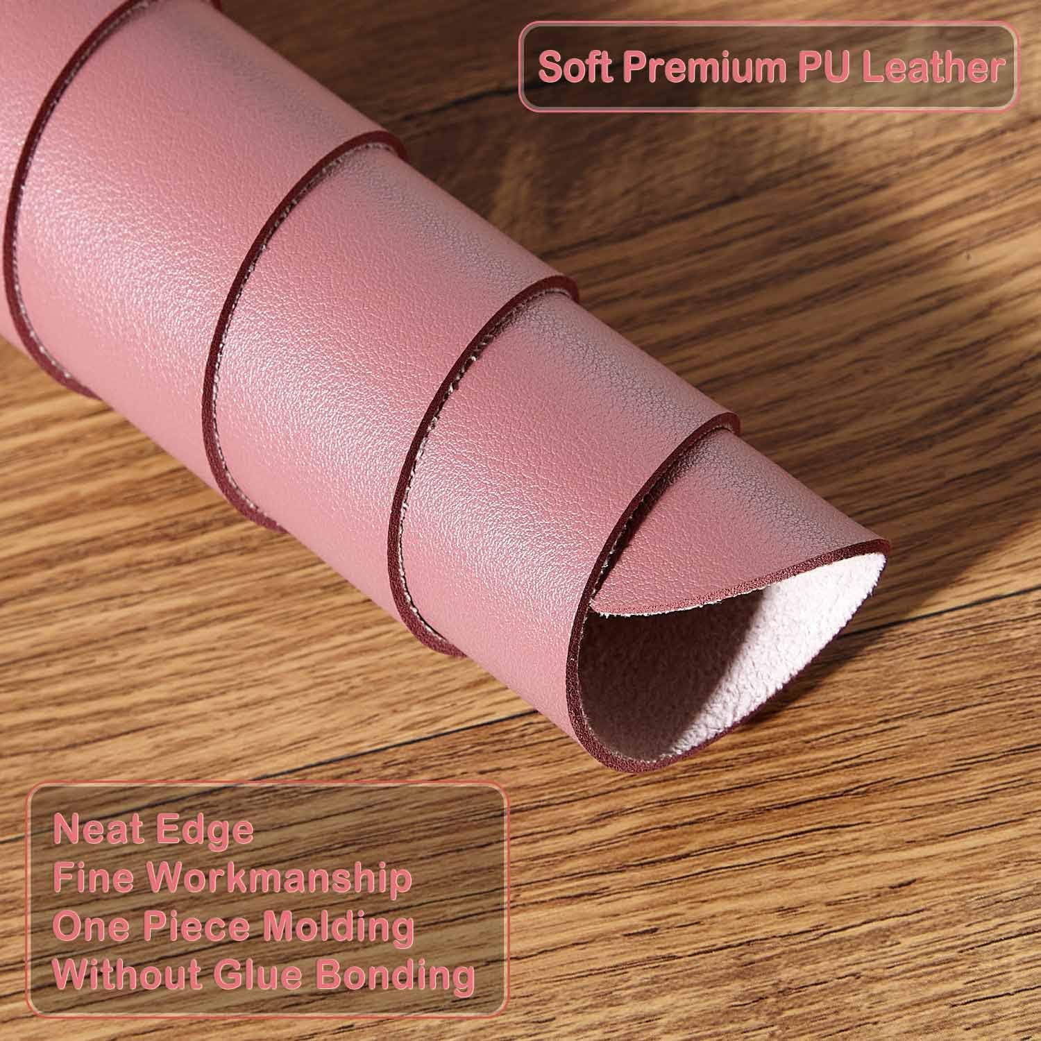 Detalle de DOBAOJIA große Schreibtischunterlage aus PU-Leder (wasserdicht) 70 x 35 cm – Desk Pad für Laptop, Tastatur & Maus in Dunkelrosa