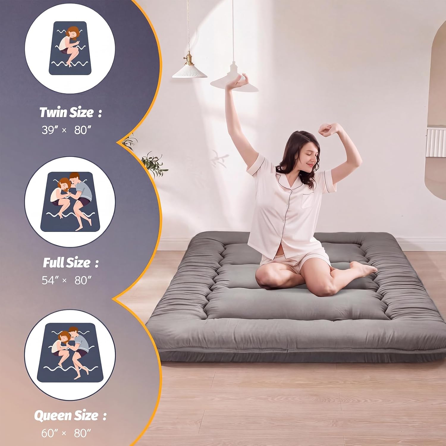 Detalle 2 de MAXYOYO 6-inch Extra Thick Japanese Floor Mattress Futon Mattress Foldable Tatami Pad for Adults