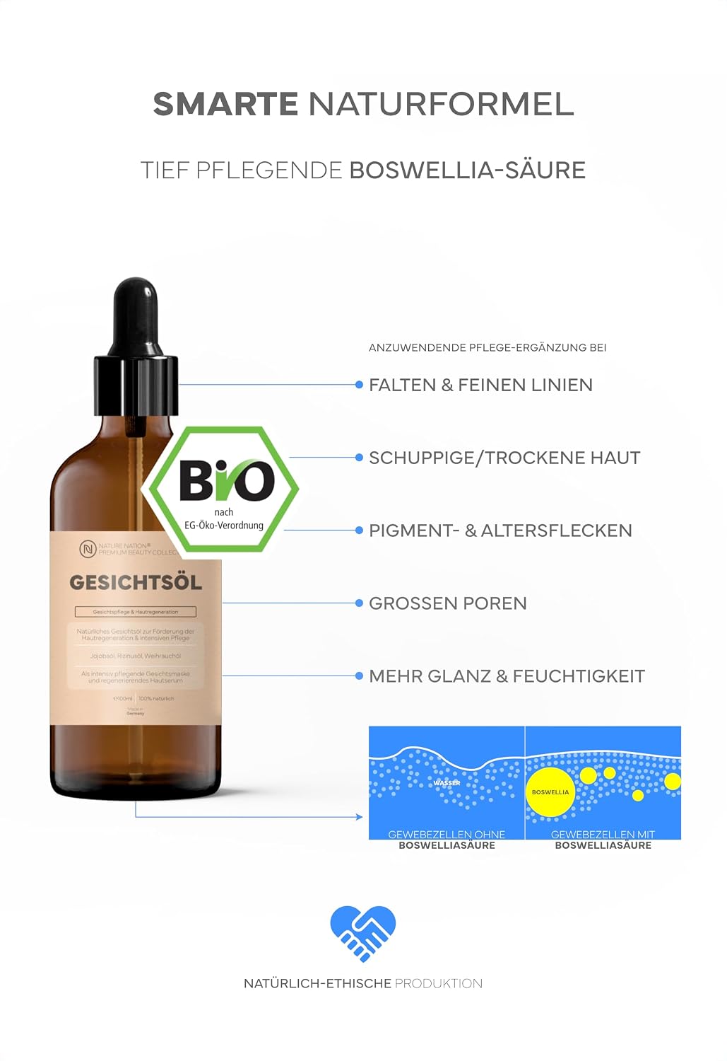 Thumbnail 5 de BIO Gesichtsöl mit Rizinusöl, Jojobaöl, Weihrauch & Vitamin E – Pflegeöl gegen Trockenheit und feine Linien