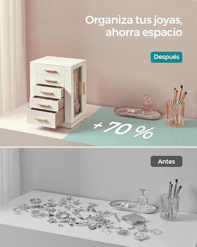Thumbnail 6 de SONGMICS Colección GISELLA: Caja Joyero Giratorio 360° JBC170W01, 5 Cajones y Ventanas de Cristal