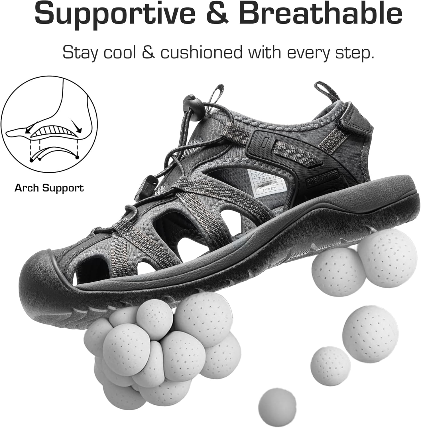 Detalle de DREAM PAIRS Men's Sandals: Versatile Hiking and Water-Ready Closed-Toe Sandals