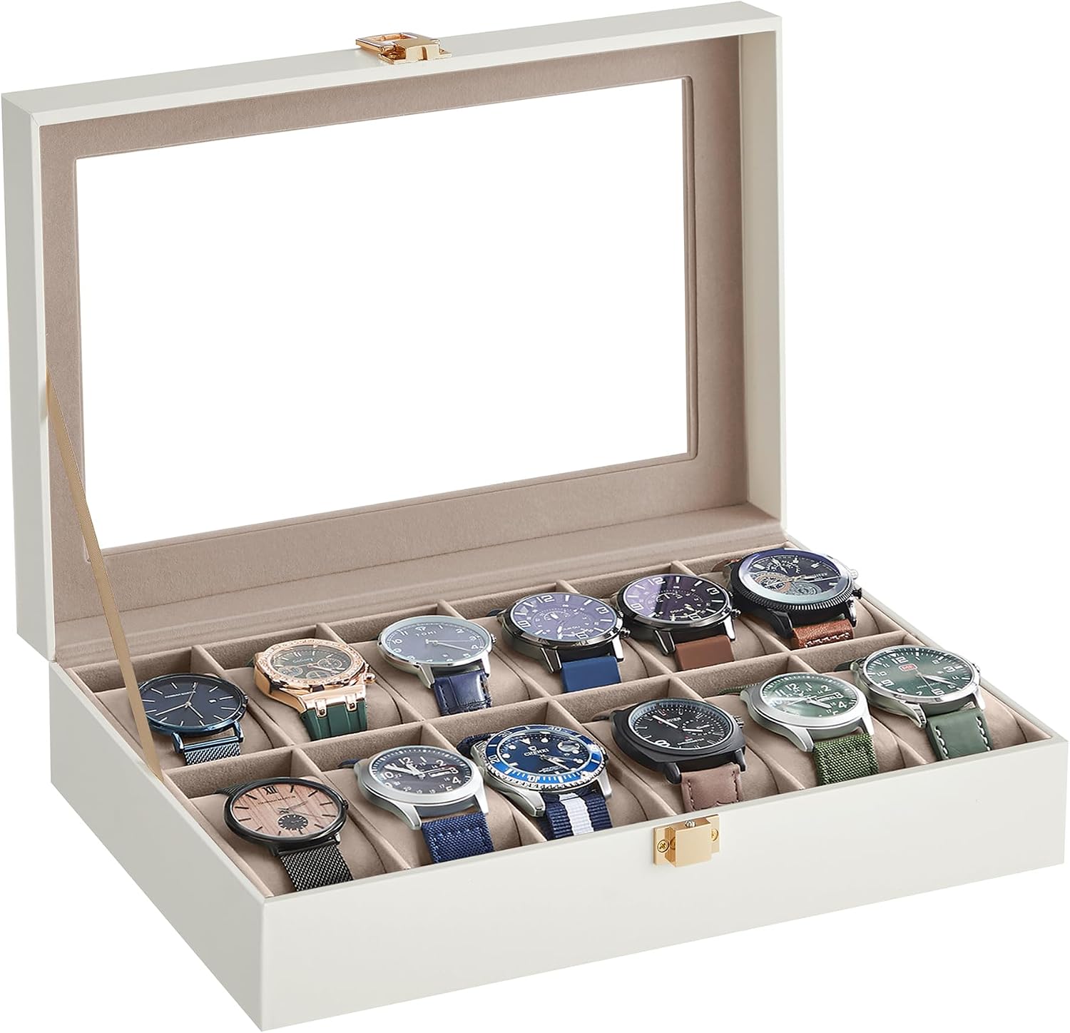 Detalle de SONGMICS JWB120W01 12‑slot watch box