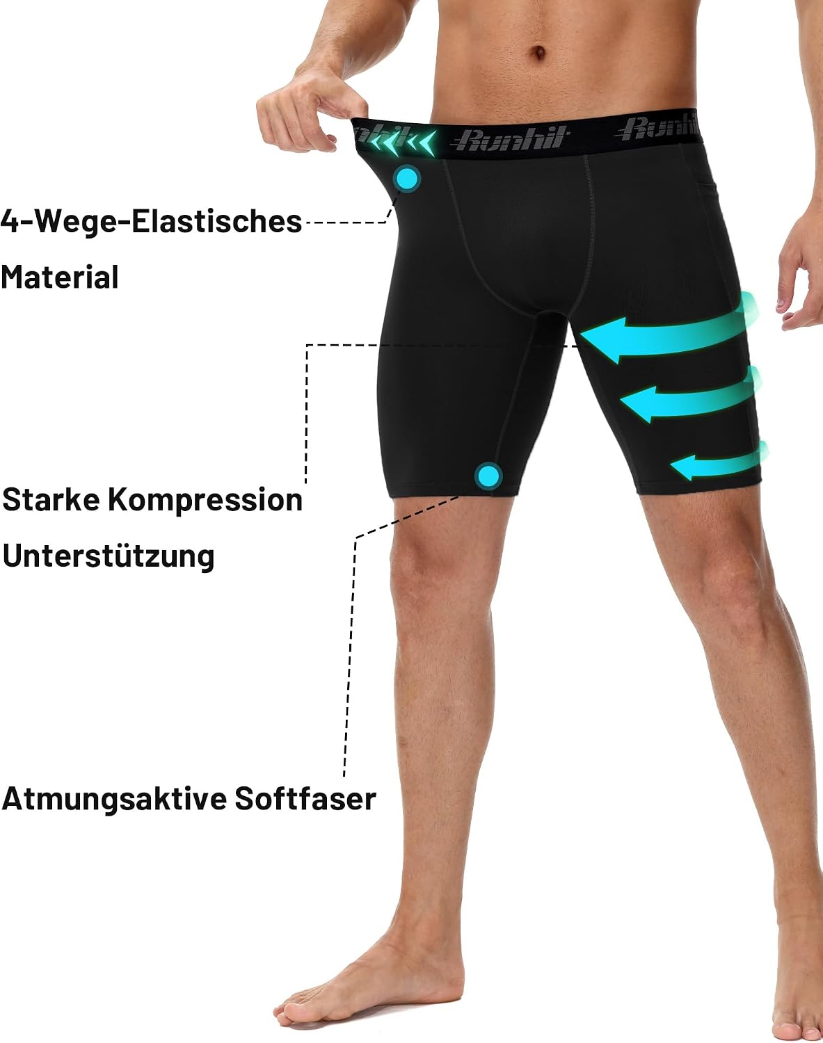 Thumbnail 3 de Runhit Herren Kompressionsshorts 1 oder 2er Pack