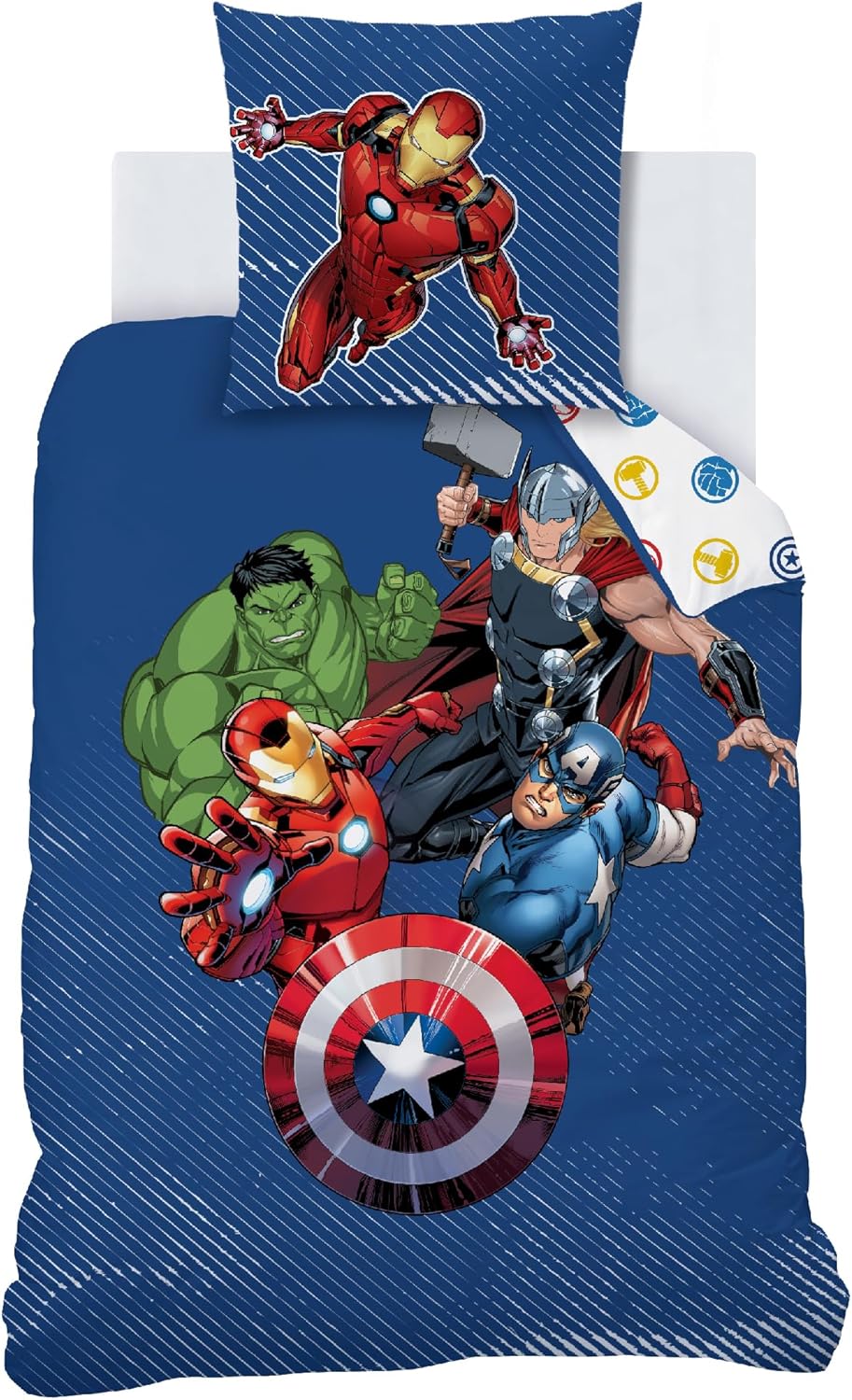 Thumbnail 1 de OMYDREAM Avengers Home parure de lit imprimée pour garçon (100% coton) : housse 140x200 + taie 63x63