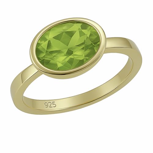 Detalle de Oval Peridot vergoldet Sterling Ring von Sophia Rose Jewellery – US-Größe 6