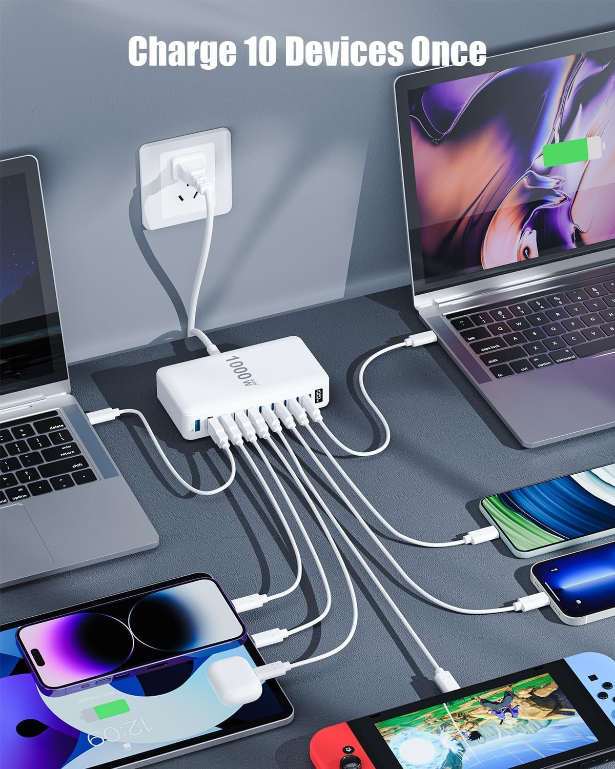 Thumbnail 2 de 1000W GaN USB C Charger with 10 Ports: A Practical 140W Fast Charging Hub for Multiple Devices