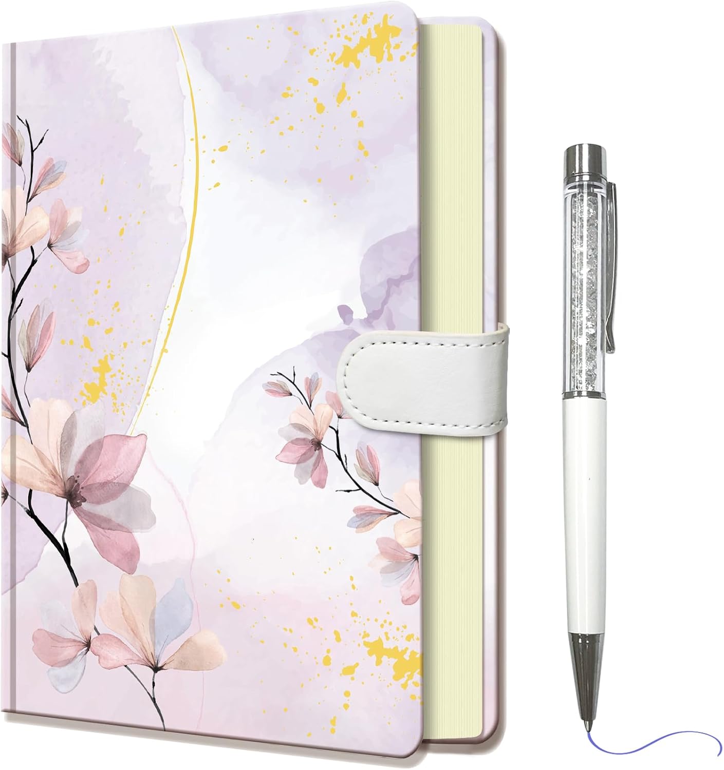 Detalle de DWIYITTN Girls’ Hardcover Journal, 192 Lined Pages, Pen, Lavender Floral
