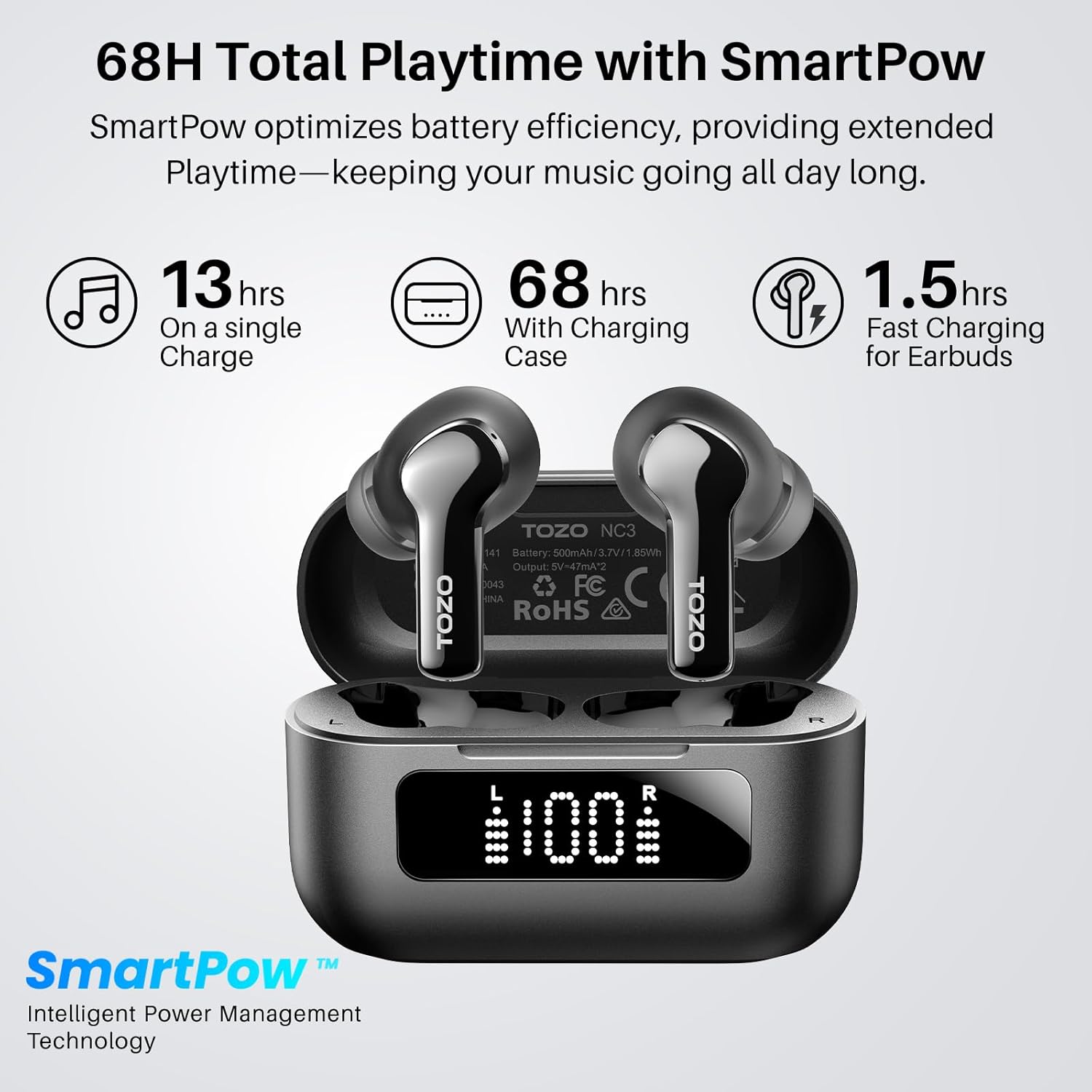 Thumbnail 3 de TOZO NC3 Hybrid ANC earbuds, 55h battery