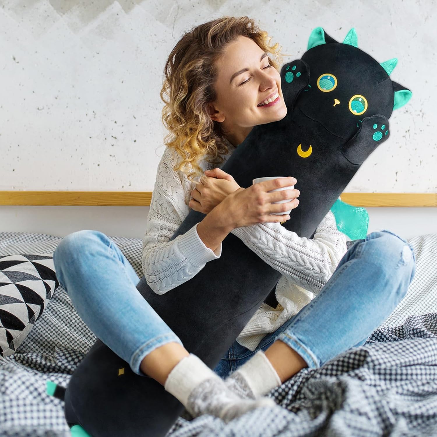 Detalle de Mewaii 50CM Chat Peluche Kawaii – Coussin Long Oreiller Doux etConfort pour Cadeau