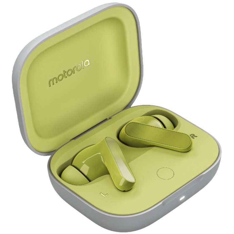 Detalle 2 de Moto Buds Green Banana: Auriculares Inalámbricos de Motorola con ANC y estuche verde