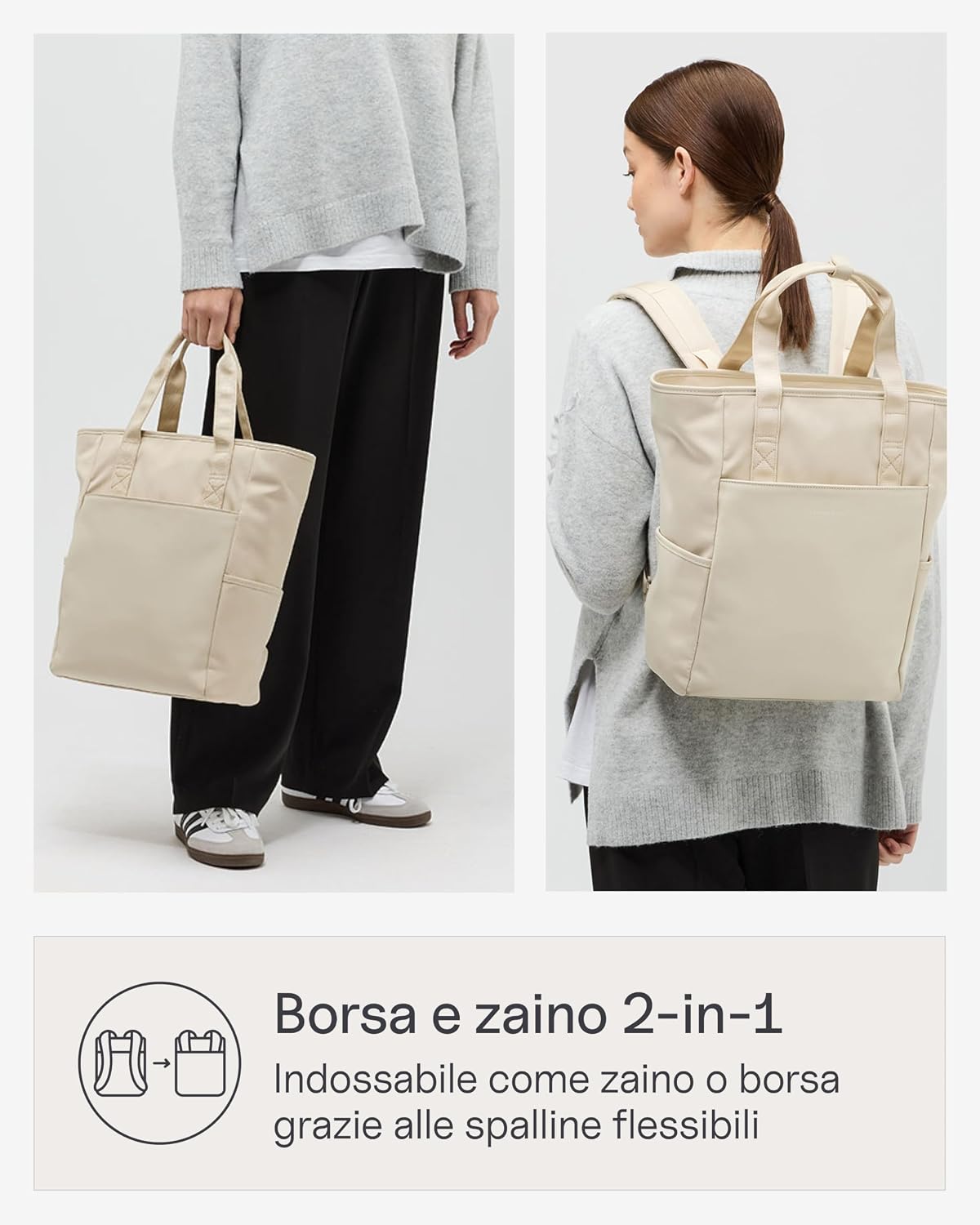Thumbnail 1 de Kapten & Son Lindby Sandstone 18 l – Zaino 2 in 1 beige con fissaggio al trolley e tasca porta bottiglia