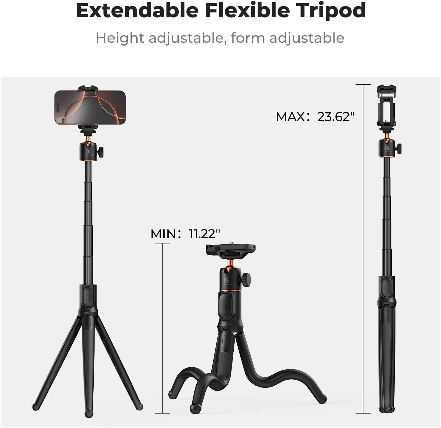 Thumbnail 2 de K&F Concept Treppiede Smartphone MS29: Mini Treppiede Estensibile con Telecomando e Testa a Sfera a 360°