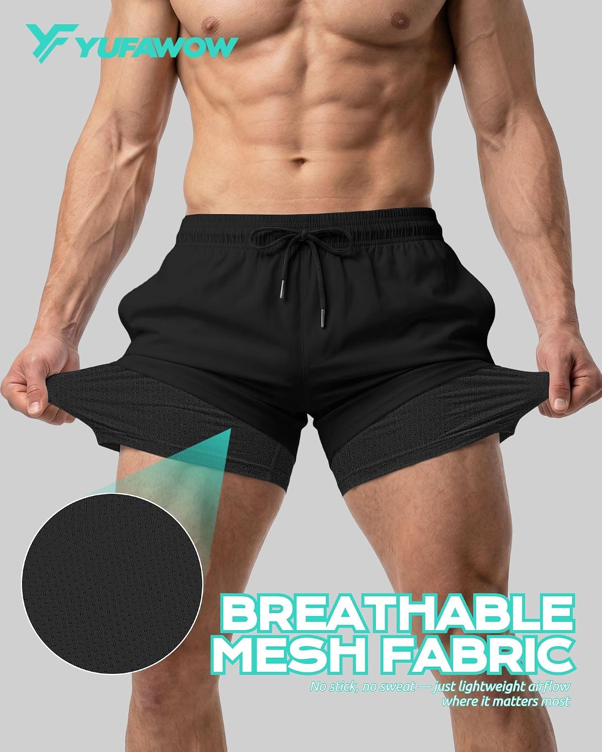 Thumbnail 4 de Yufawow Men Swim Trunks with Compression 7 Inches – Breathable, Quick-Dry, with Zip Pockets