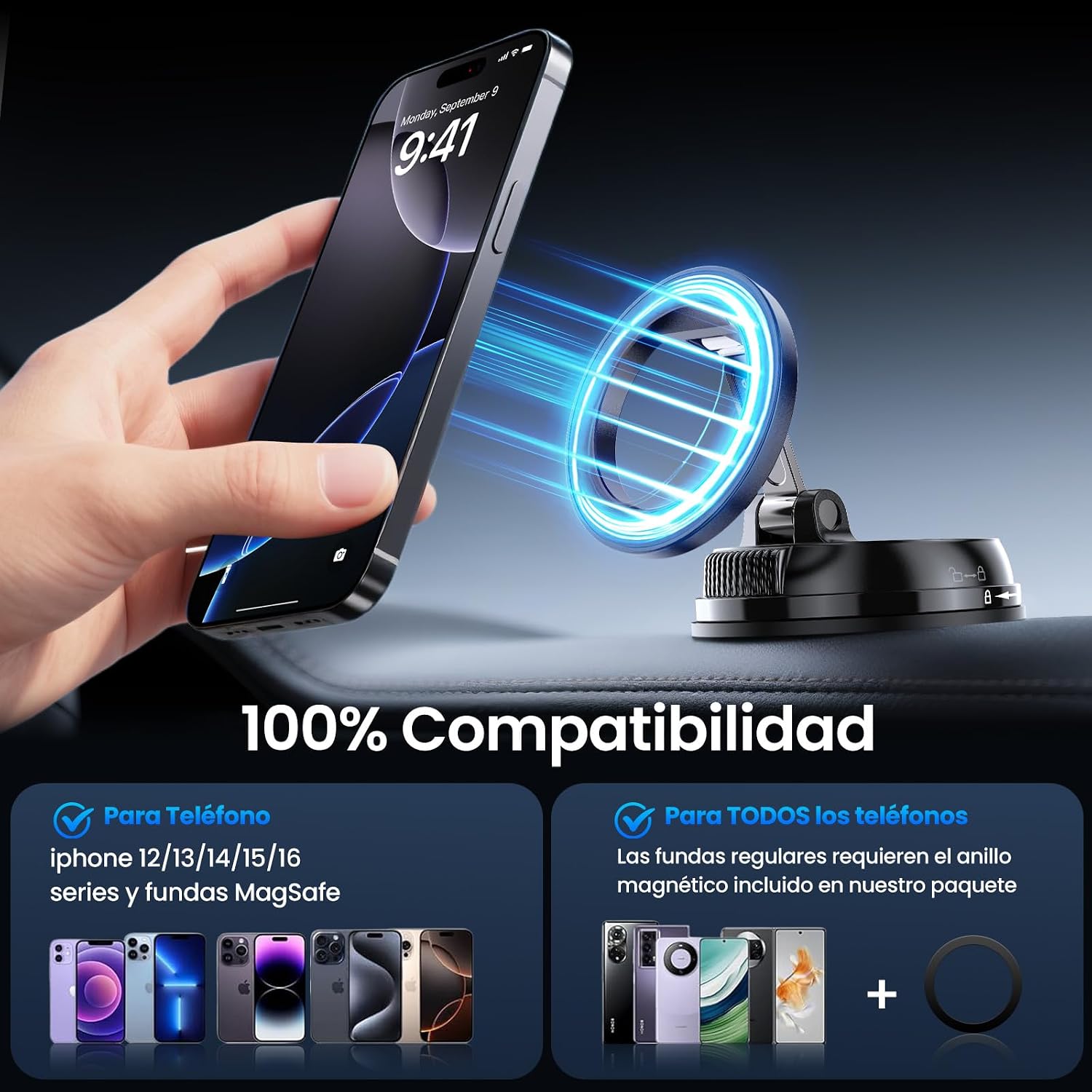 Thumbnail 4 de Soporte Movil Coche 360° 22 imanes