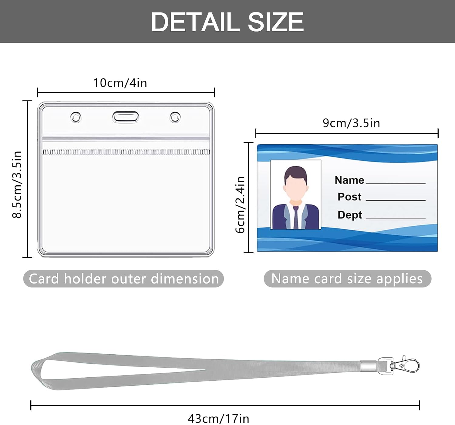 Detalle 2 de XHDA Grey 50PCS lanyards with 50 card holders