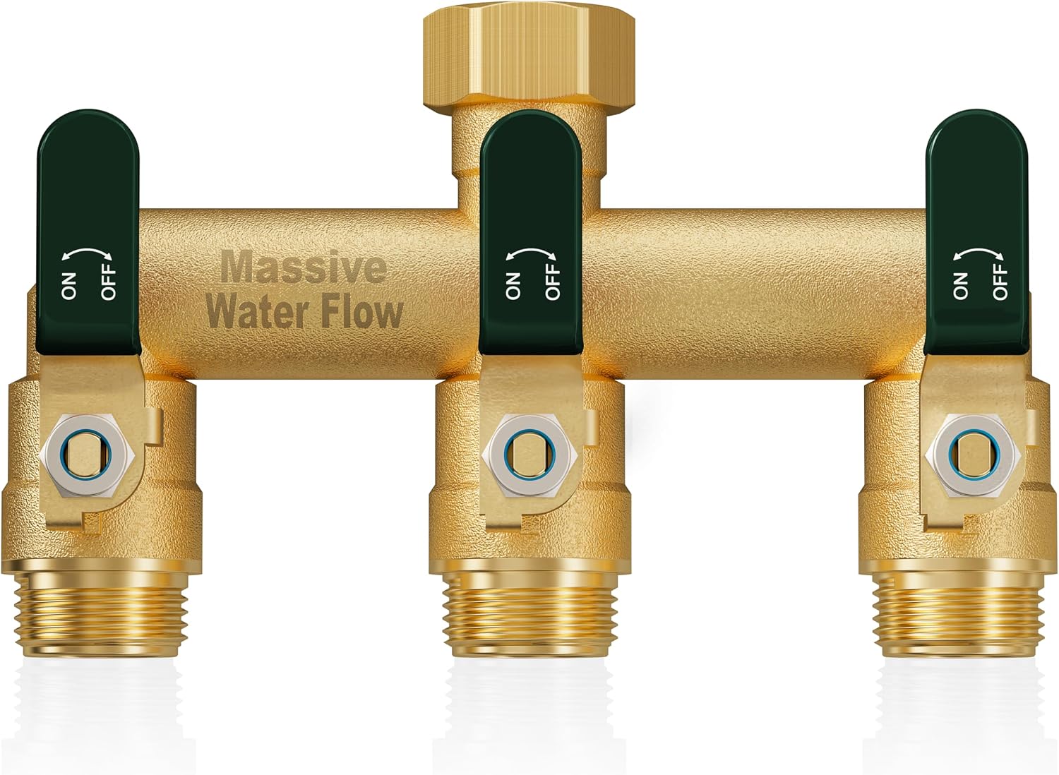 Thumbnail 6 de HugWaFlw 4-way Hose Pipe Splitter (3/4 inch) in solid brass with ball valve control