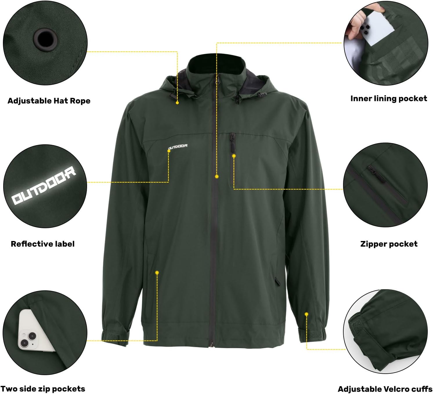 Detalle de Halfword Outdoor Jacke Herren Softshelljacke mit Kapuze – Wind- und Wasserdicht