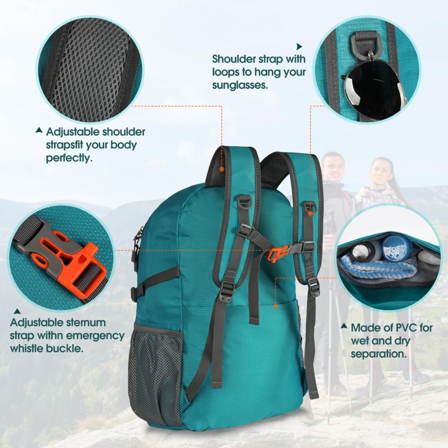 Detalle 2 de RAINSMORE 40L Sac à dos randonnée ultraléger