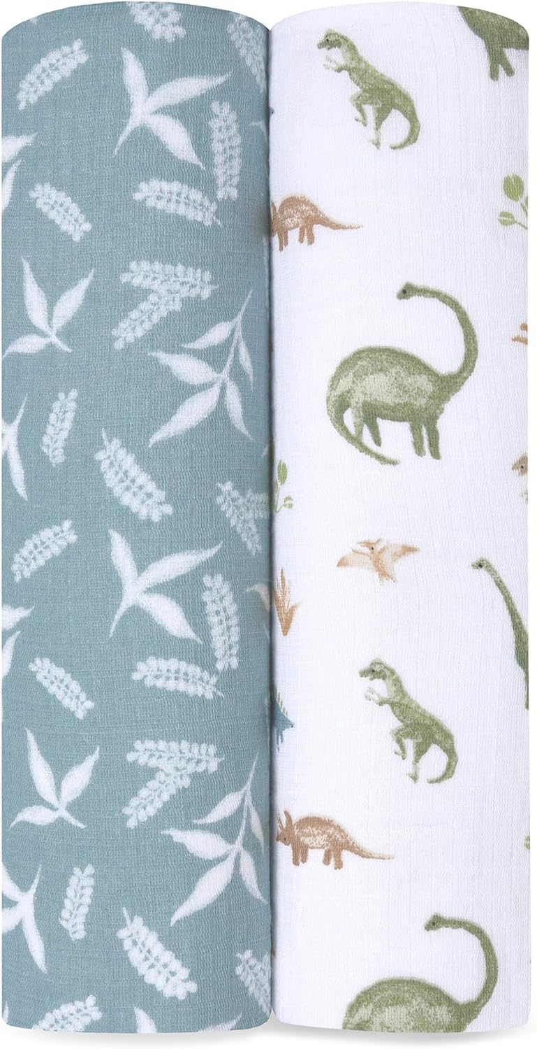 Thumbnail 1 de aden + anais essentials SWADAEESWC20032 おくるみ2枚セット 112x112cm モスリンコットン・dino jungle