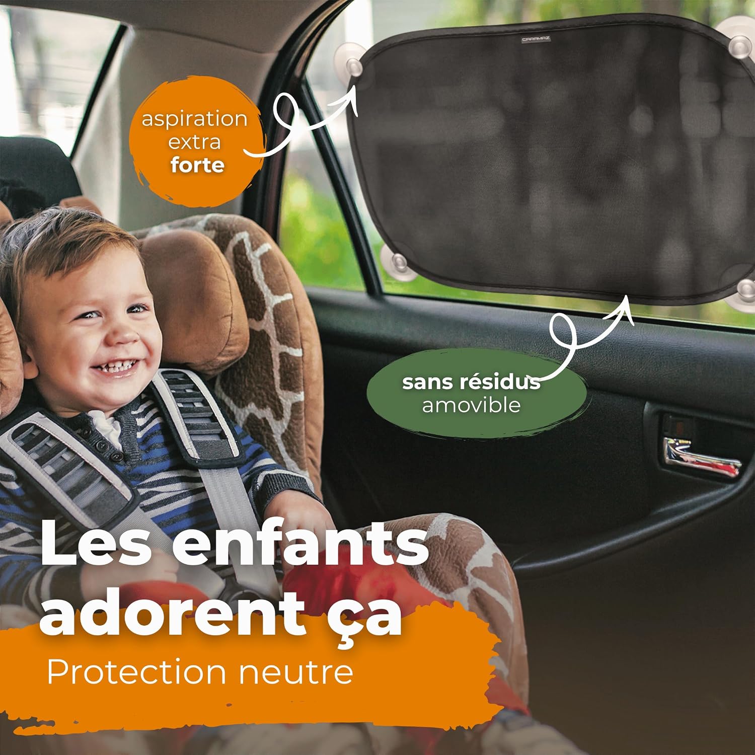 Thumbnail 1 de CARAMAZ Pare-Soleil Voiture bébé avec Protection UV et ventouses – 2 pièces 48 x 30 cm