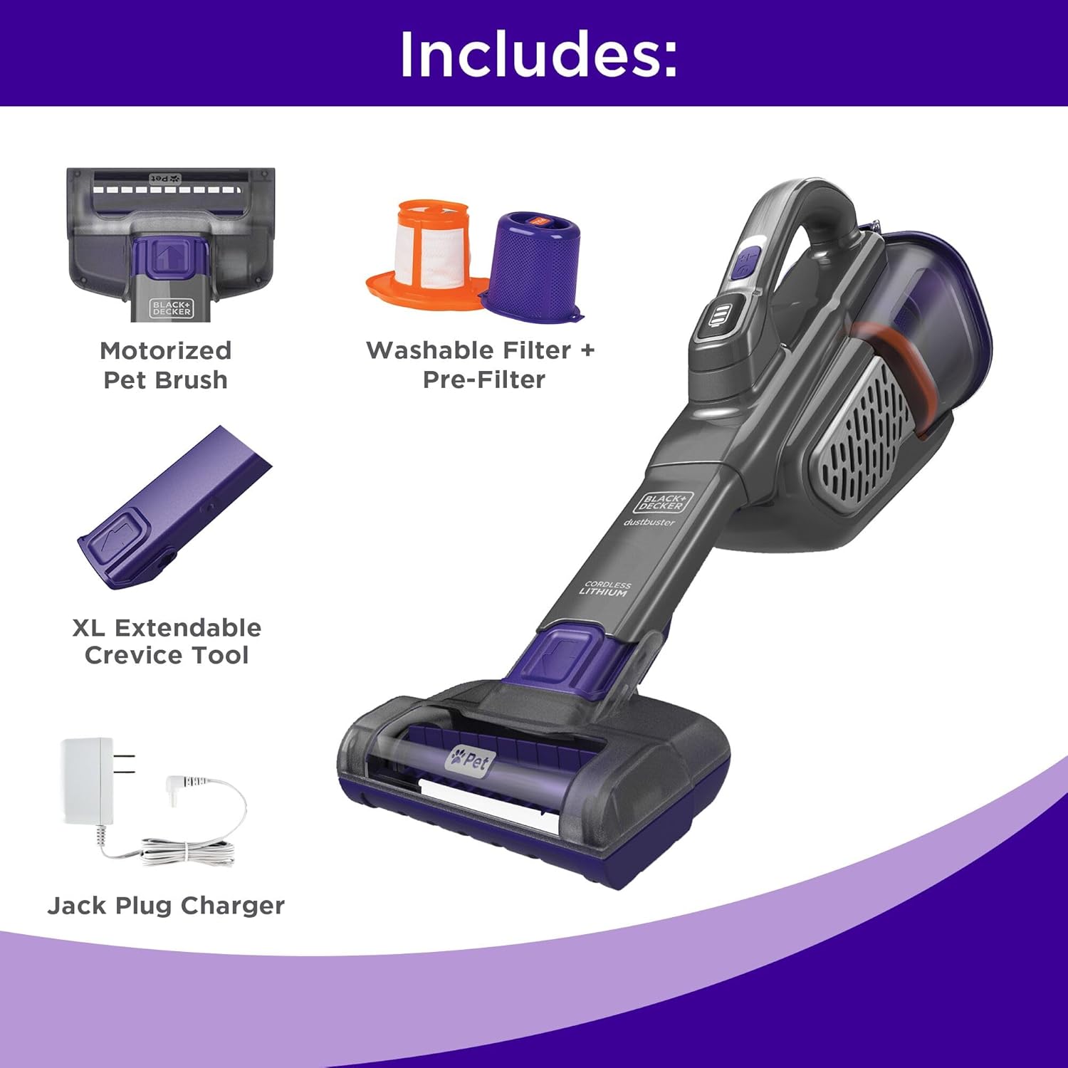 Detalle de BLACK+DECKER dustbuster furbuster Pet Hair Vacuum HHVK515JP07