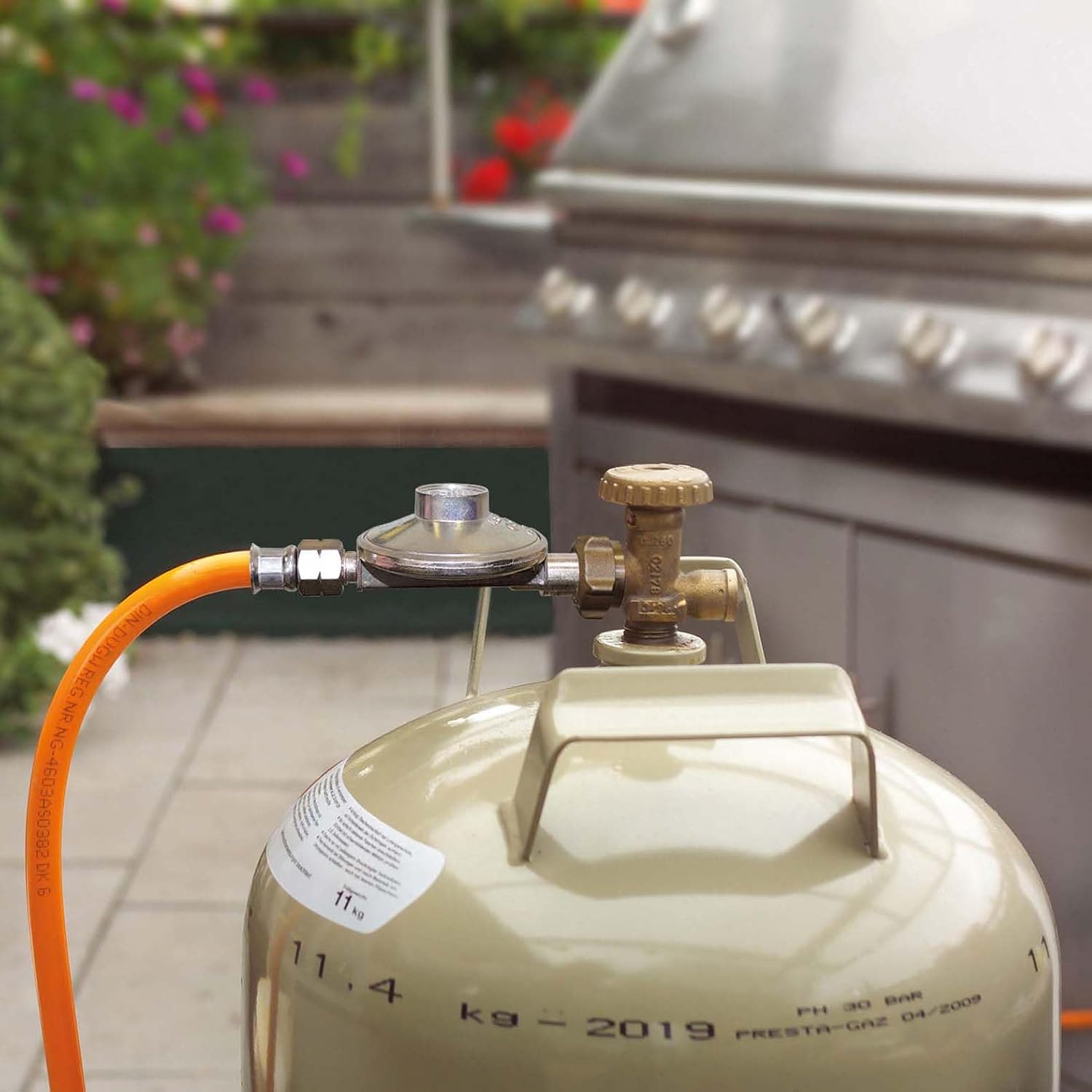 Detalle 2 de CFH Tubo del gas 80 cm 1/4" VS 453 – Prolunga per propano/butano certificata DVGW