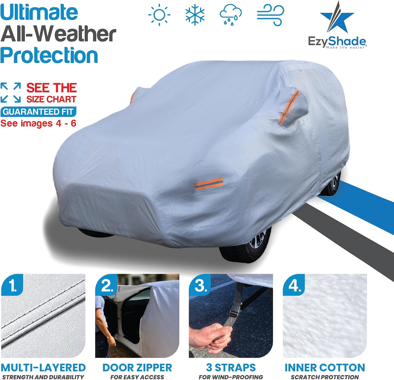 Thumbnail 1 de EzyShade EzyAlCarCov-Parent 10-Layer SUV Car Cover, Waterproof, Reflective