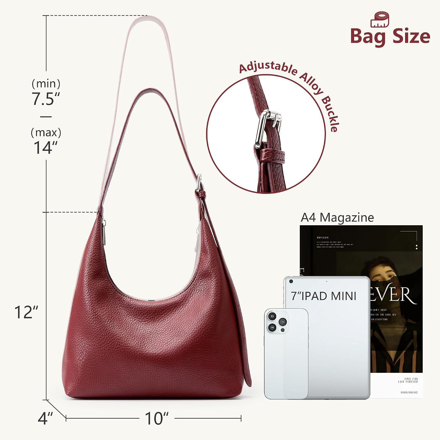Thumbnail 5 de Vintage vegan leather tote bag 26x18x10cm