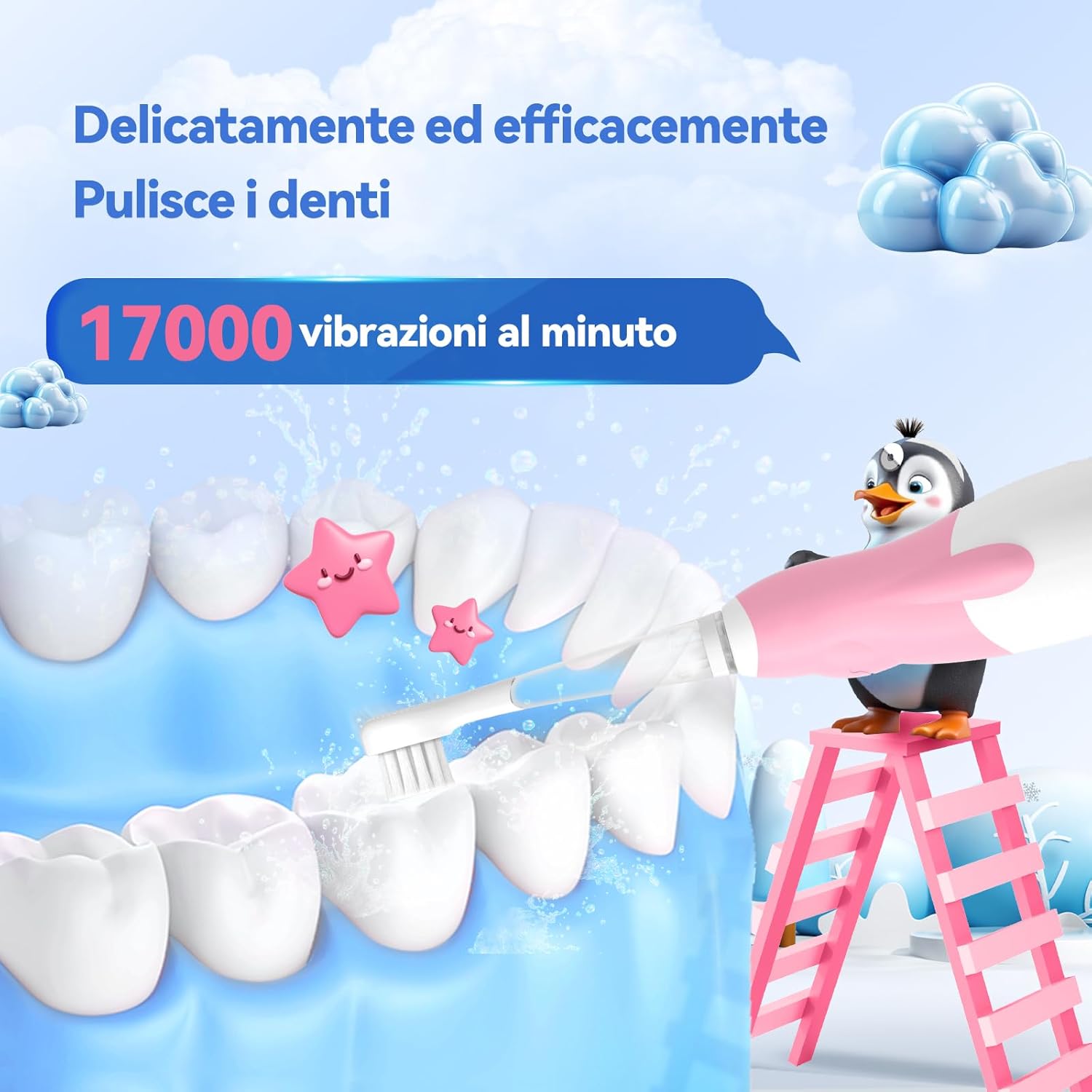 Thumbnail 2 de Spazzolino Elettrico per Bambini SG-2139 Balena Rosa – 0-6 anni, 8 testine, LED, IPX7