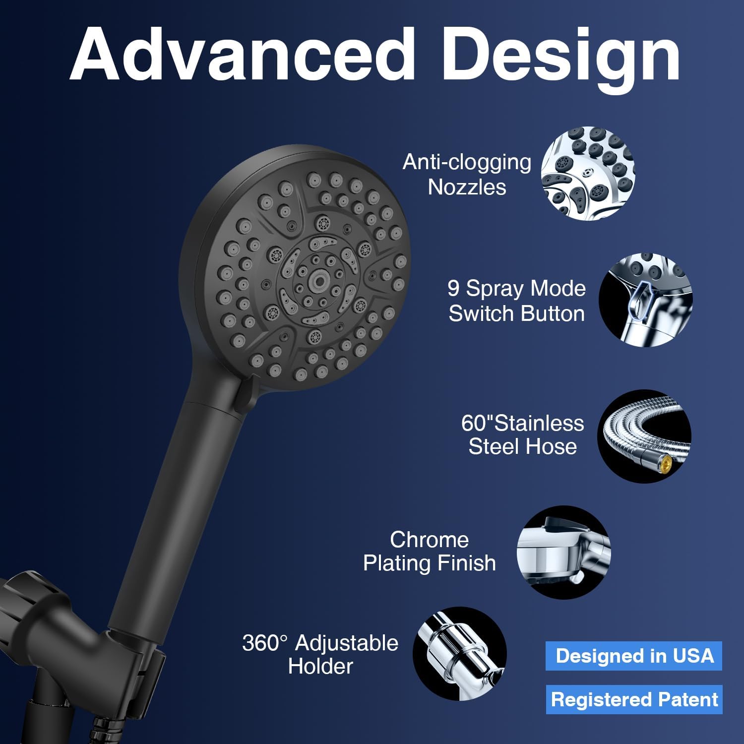 Thumbnail 6 de PALAS S100 Filtered Handheld Shower Head, Matte Black, 10 Spray Modes