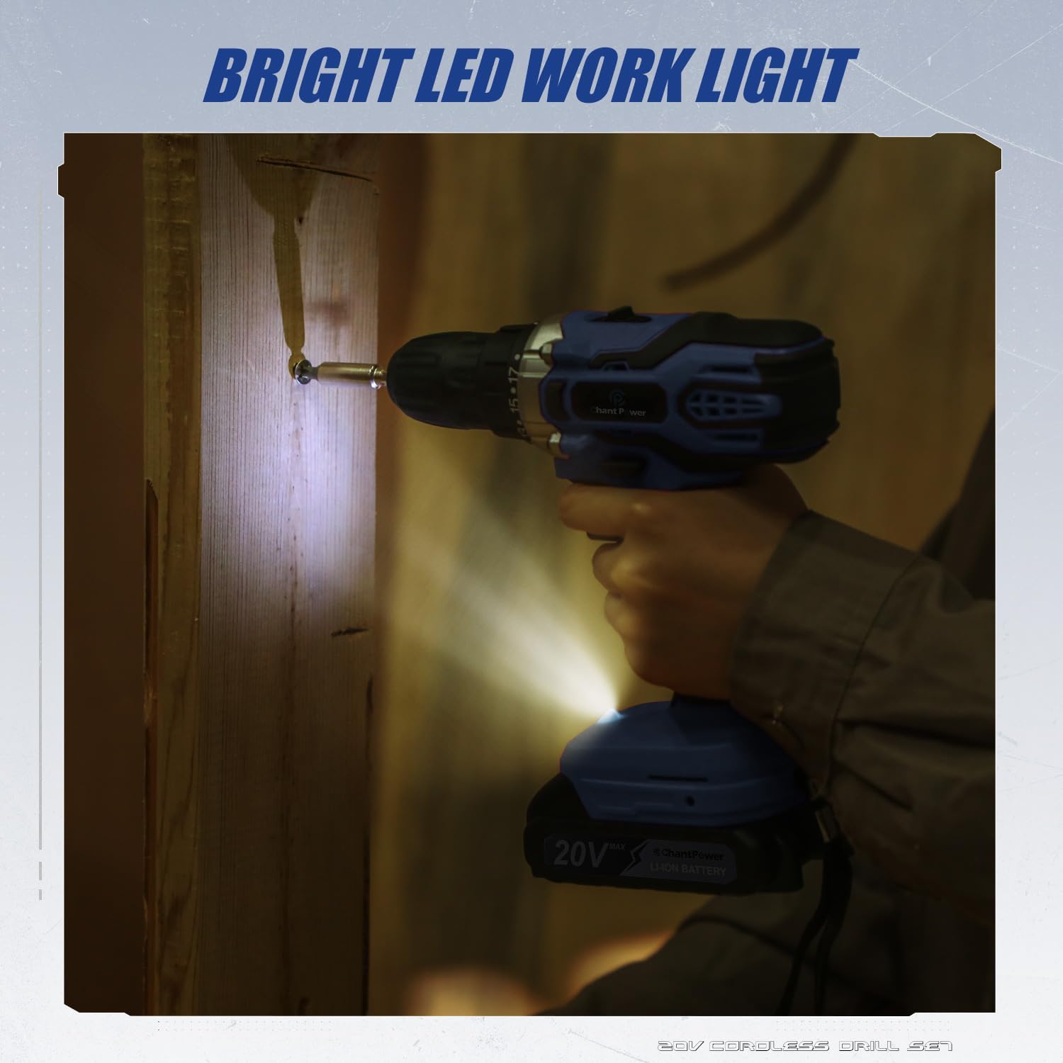 Thumbnail 5 de C P CHANTPOWER Cordless Power Drill - 20V with Two Speeds, 10mm Keyless Chuck and 22pcs Bit Set