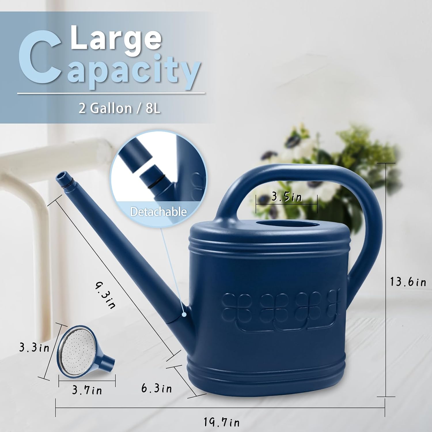 Detalle 2 de Giftsfaloy 03 2-Gallon Watering Can with Removable Spout and Steel Shower Head