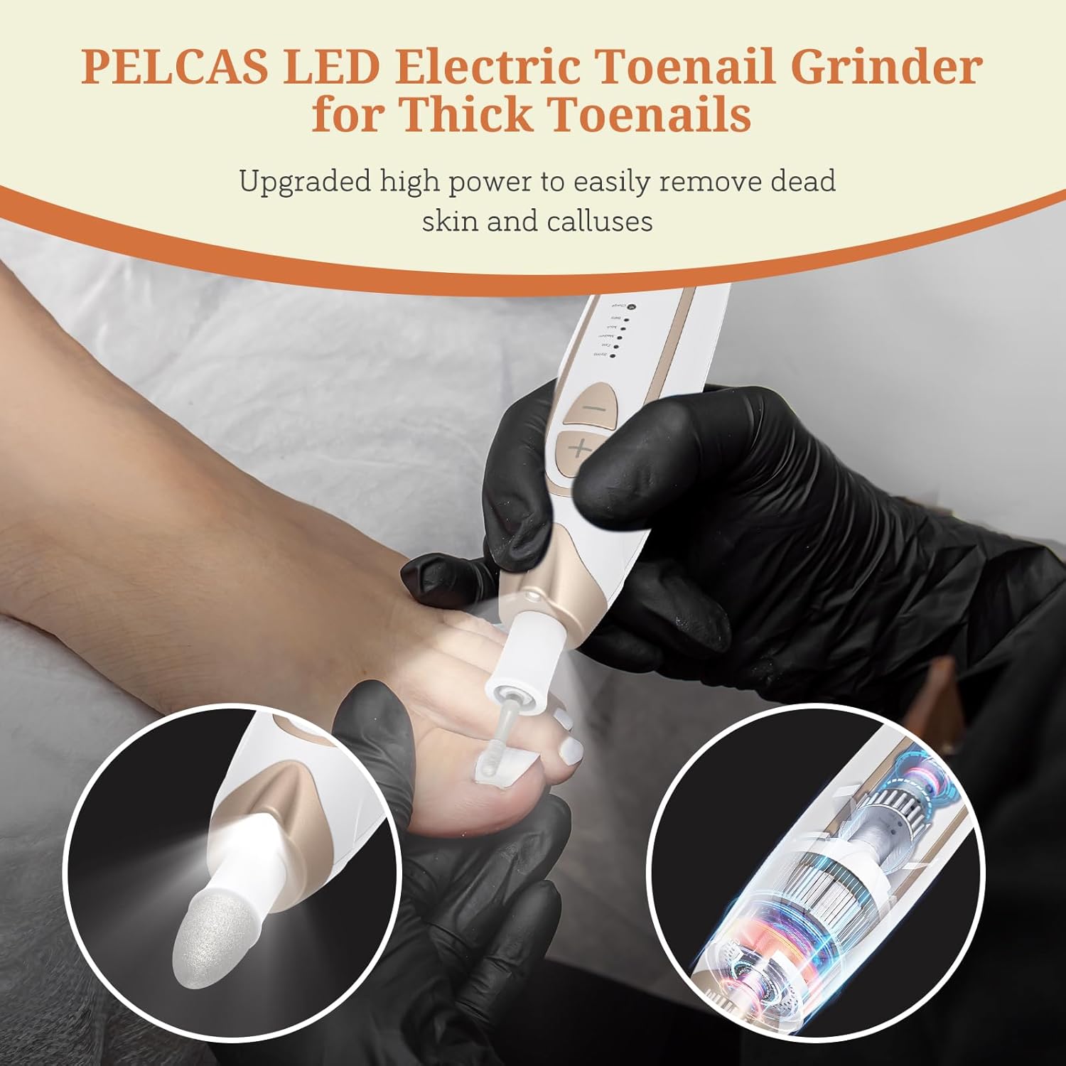 Detalle de PELoras Ponceuse Ongles Électrique 45 000 RPM - Kit Manucure/Pédicure sans fil