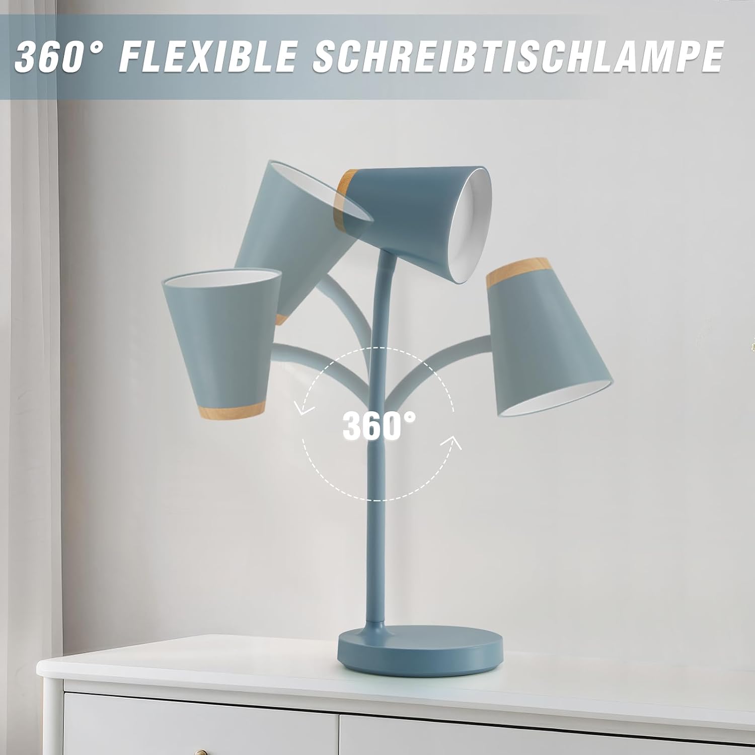 Detalle de GyroVu LED-Schreibtischlampe mit Touch-Dimmung und flexiblem Gänsehals (blau)