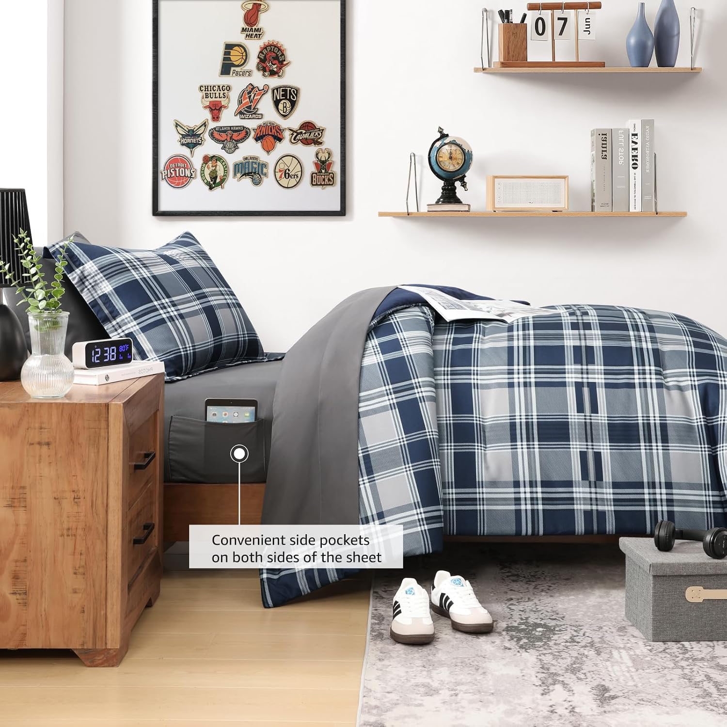 Thumbnail 3 de MaiRêve Navy Blue Twin XL Comforter Set - 5-Piece Dorm Bedding with Fitted Sheet Pocket