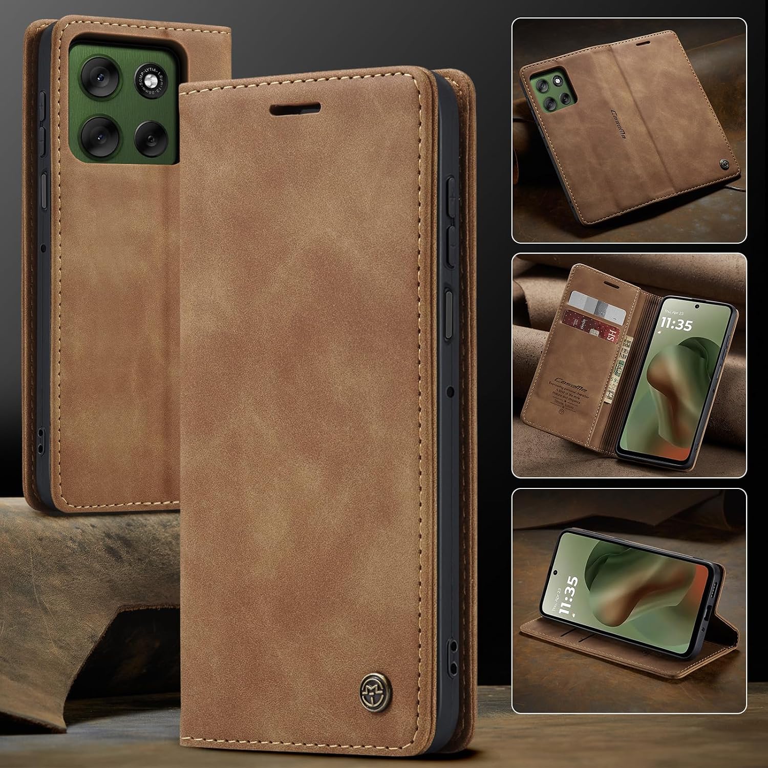 Detalle 2 de Handyhülle Motorola Moto G56 Folio Wallet braun